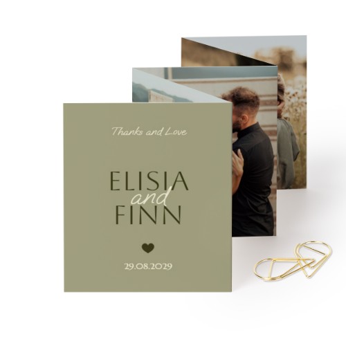Fold out photo card Portrait Gold paperclip - set of 12 (7,1 x 8,8 cm)