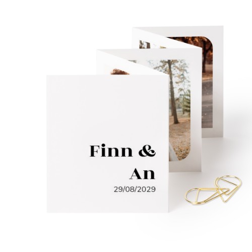 Fold out photo card Portrait Gold paperclip - set of 12 (7,1 x 8,8 cm)