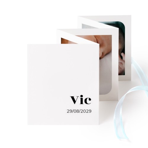 Fold out photo card Portrait blue ribbon  - set of 12 (7,1 x 8,8 cm)