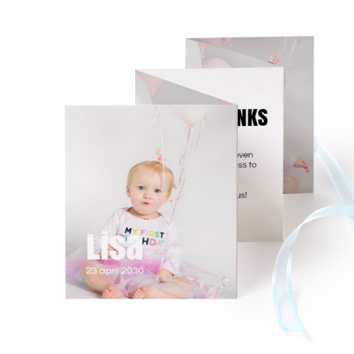 Carte portfolio Portrait (lot de 12) ruban Bleu (7,1 x 8,8 cm)