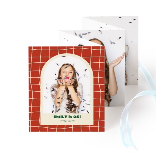 Grusskarte 10-seitig Hochformat Blau Schleife - 12 Stk. (7,1 x 8,8 cm)