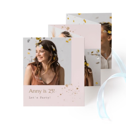 Fold out photo card Portrait blue ribbon  - set of 12 (7,1 x 8,8 cm)