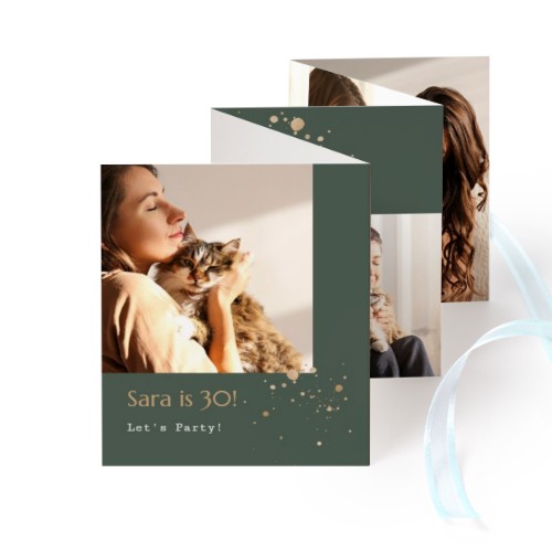 Carte portfolio Portrait (lot de 12) ruban Bleu (7,1 x 8,8 cm)