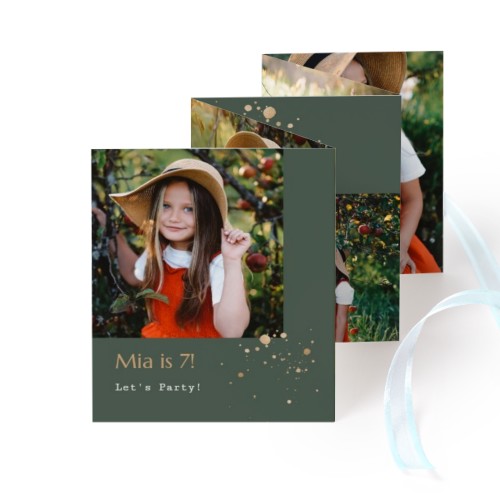 Grusskarte 10-seitig Hochformat Blau Schleife - 12 Stk. (7,1 x 8,8 cm)