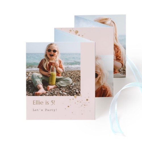 Zigzag fotokaartje Staand Blauw lint - Set van 12 (7,1 x 8,8 cm)