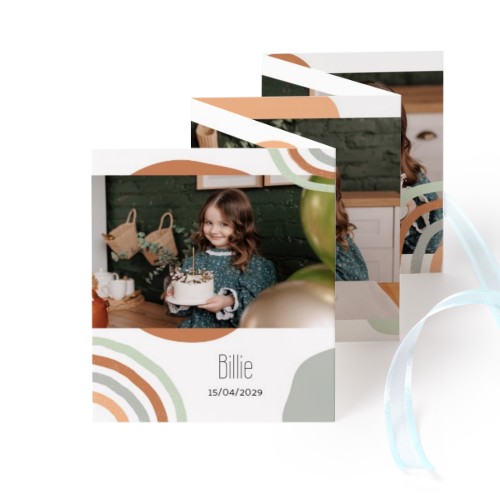 Fold out photo card Portrait blue ribbon  - set of 12 (7,1 x 8,8 cm)