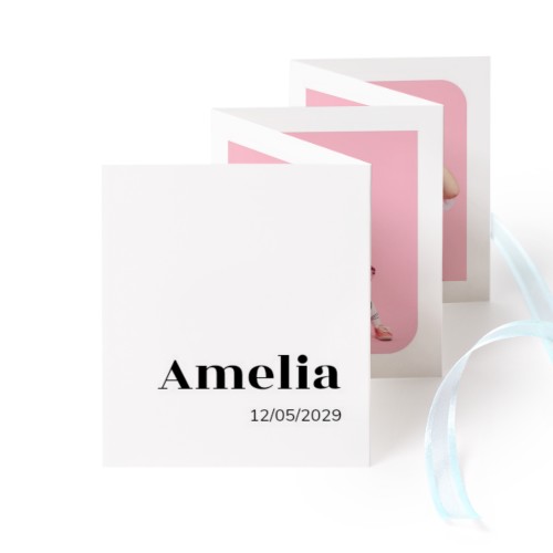 Carte portfolio Portrait (lot de 12) ruban Bleu (7,1 x 8,8 cm)