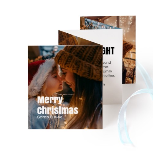 Carte portfolio Portrait (lot de 12) ruban Bleu (7,1 x 8,8 cm)