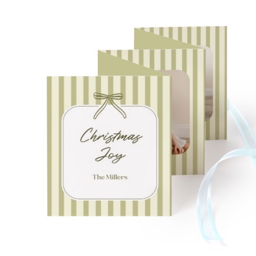 Grusskarte 10-seitig Hochformat Blau Schleife - 12 Stk. (7,1 x 8,8 cm)