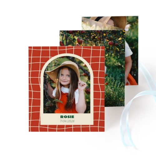 Carte portfolio Portrait (lot de 12) ruban Bleu (7,1 x 8,8 cm)