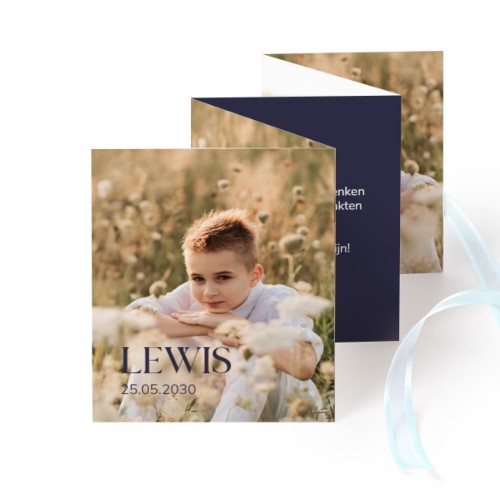 Portfoliokaart Rechthoek (Set van 12) Blauw lint (7,1 x 8,8 cm)