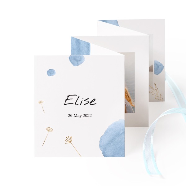 Fold out photo card Portrait blue ribbon  - set of 12 (7,1 x 8,8 cm) Fold out photo card Portrait blue ribbon  - set of 12 (7,1 x 8,8 cm)