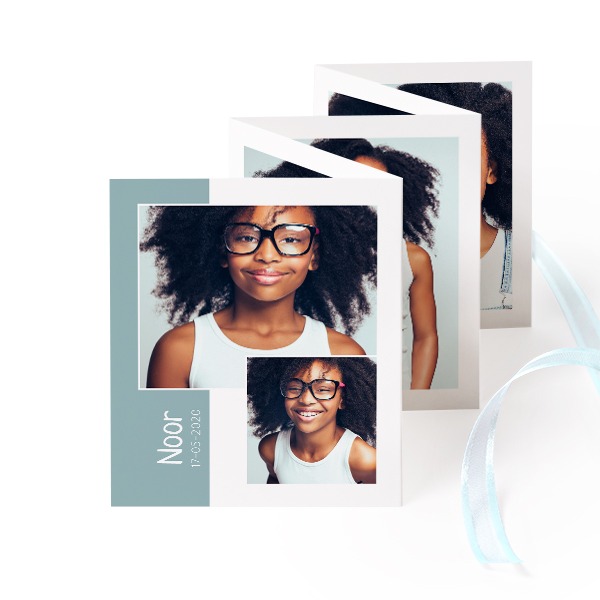 Grusskarte 10-seitig Hochformat Blau Schleife - 12 Stk. (7,1 x 8,8 cm)