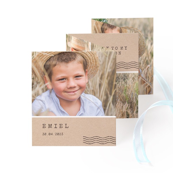 Fold out photo card Portrait blue ribbon  - set of 12 (7,1 x 8,8 cm) Fold out photo card Portrait blue ribbon  - set of 12 (7,1 x 8,8 cm)