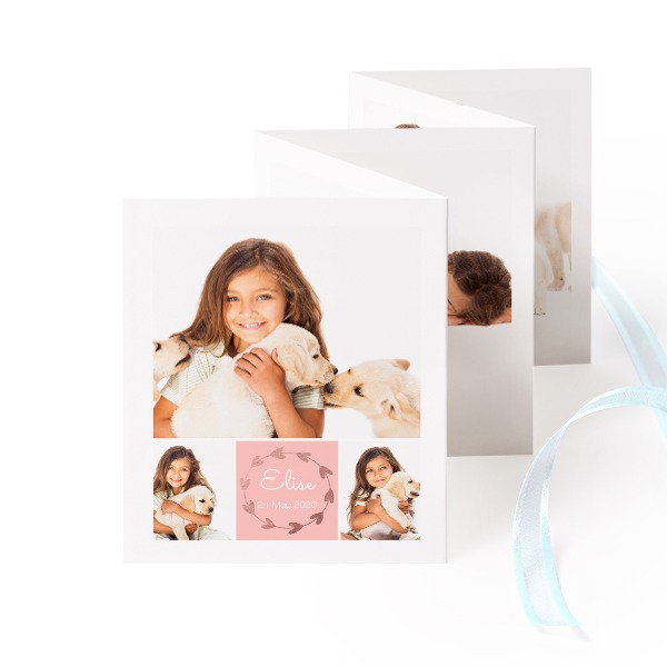 Carte portfolio Portrait (lot de 12) ruban Bleu (7,1 x 8,8 cm)