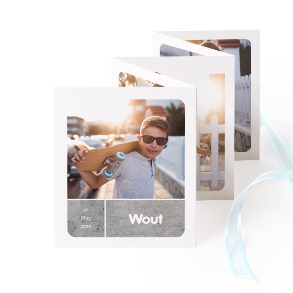 Fold out photo card Portrait blue ribbon  - set of 12 (7,1 x 8,8 cm) Fold out photo card Portrait blue ribbon  - set of 12 (7,1 x 8,8 cm)