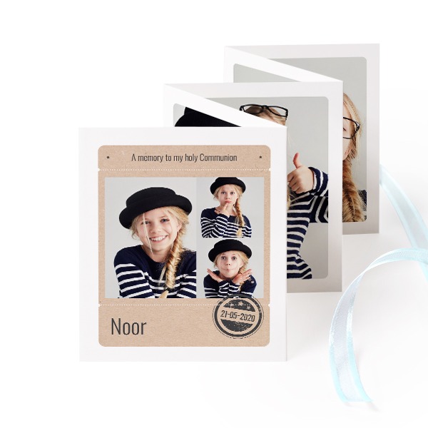 Carte portfolio Portrait (lot de 12) ruban Bleu (7,1 x 8,8 cm)