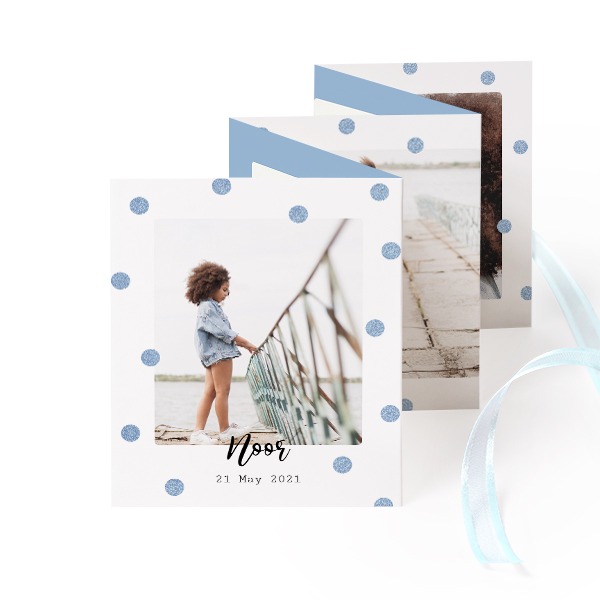 Carte portfolio Portrait (lot de 12) ruban Bleu (7,1 x 8,8 cm)