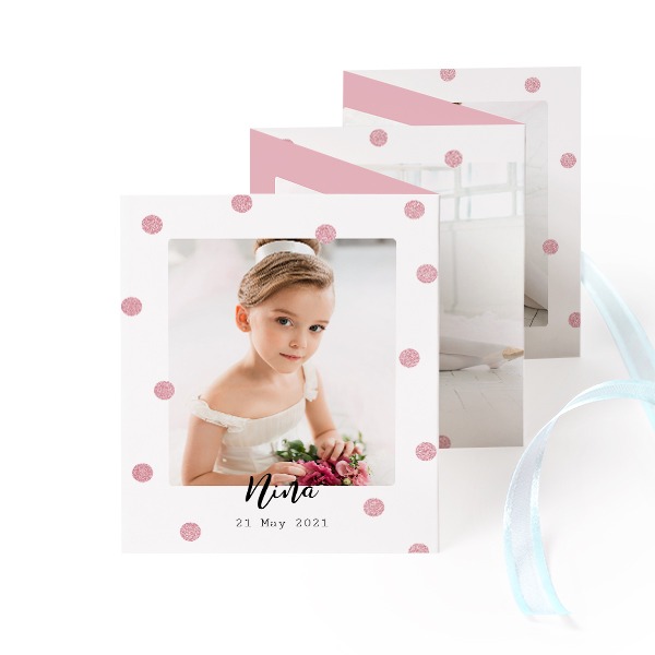 Fold out photo card Portrait blue ribbon - set of 12 (7,1 x 8,8 cm) Fold out photo card Portrait blue ribbon - set of 12 (7,1 x 8,8 cm)