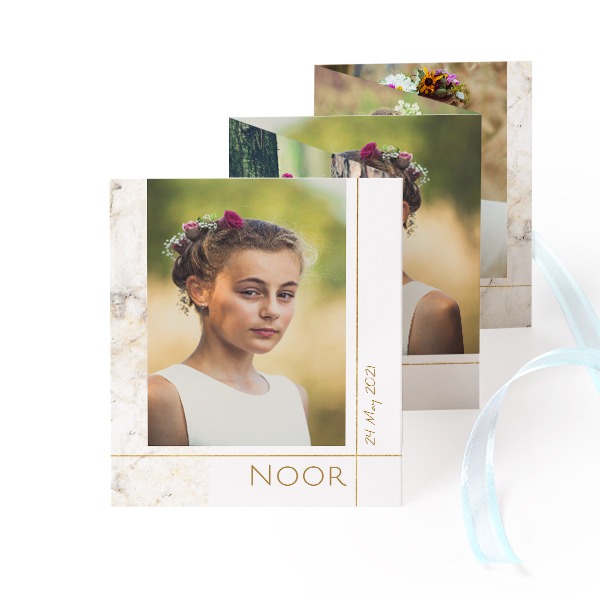 Carte portfolio Portrait (lot de 12) ruban Bleu (7,1 x 8,8 cm)