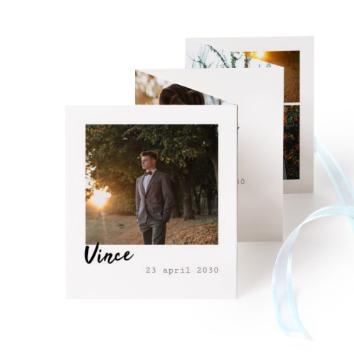 Carte portfolio Portrait (lot de 12) ruban Bleu (7,1 x 8,8 cm)