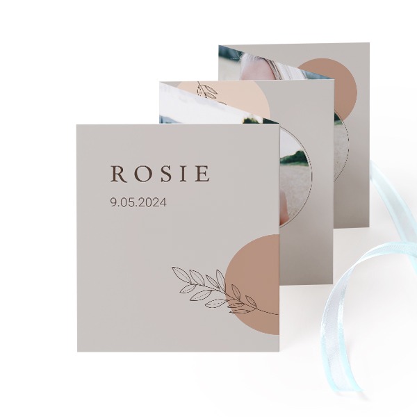 Fold out photo card Portrait blue ribbon  - set of 12 (7,1 x 8,8 cm)