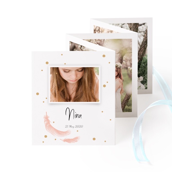 Carte portfolio Portrait (lot de 12) ruban Bleu (7,1 x 8,8 cm)