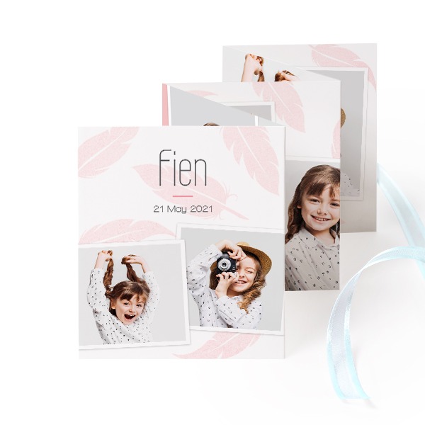 Fold out photo card Portrait blue ribbon  - set of 12 (7,1 x 8,8 cm)
