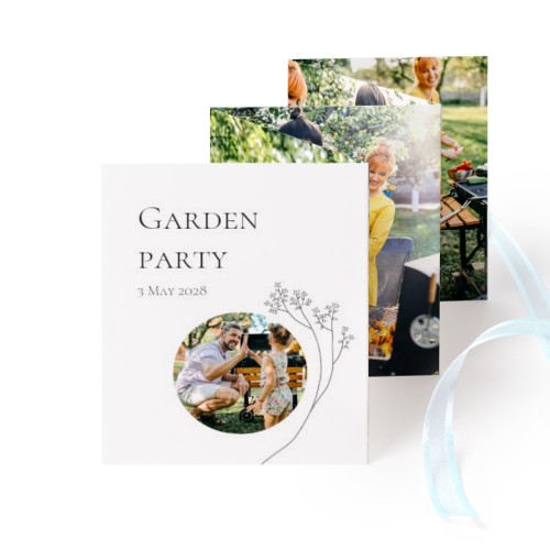 Grusskarte 10-seitig Hochformat Blau Schleife - 12 Stk. (7,1 x 8,8 cm)