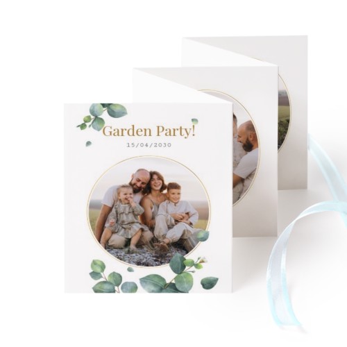 Grusskarte 10-seitig Hochformat Blau Schleife - 12 Stk. (7,1 x 8,8 cm)