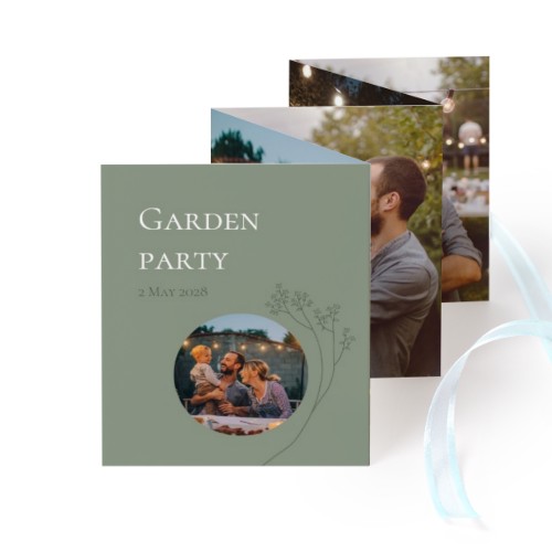 Fold out photo card Portrait blue ribbon  - set of 12 (7,1 x 8,8 cm)