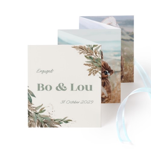 Carte portfolio Portrait (lot de 12) ruban Bleu (7,1 x 8,8 cm)
