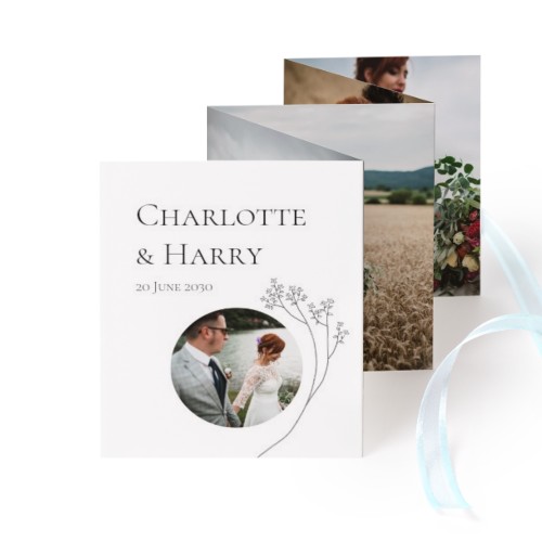 Fold out photo card Portrait blue ribbon  - set of 12 (7,1 x 8,8 cm)