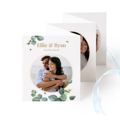 Fold out photo card Portrait blue ribbon  - set of 12 (7,1 x 8,8 cm)