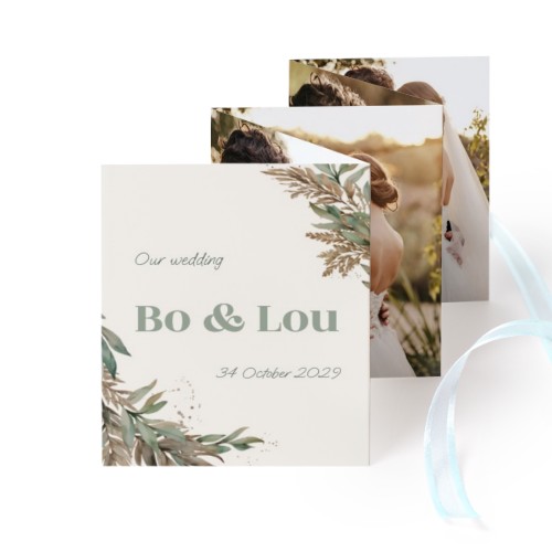 Carte portfolio Portrait (lot de 12) ruban Bleu (7,1 x 8,8 cm)