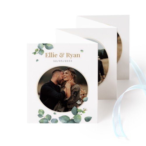 Zigzag fotokaartje Staand Blauw lint - Set van 12 (7,1 x 8,8 cm)