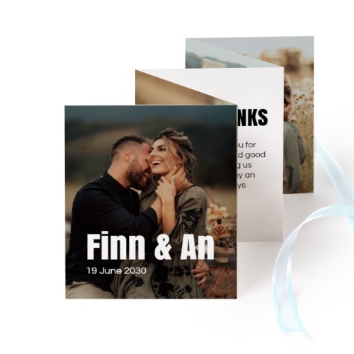 Carte portfolio Portrait (lot de 12) ruban Bleu (7,1 x 8,8 cm)