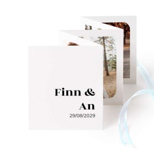 Fold out photo card Portrait blue ribbon  - set of 12 (7,1 x 8,8 cm)