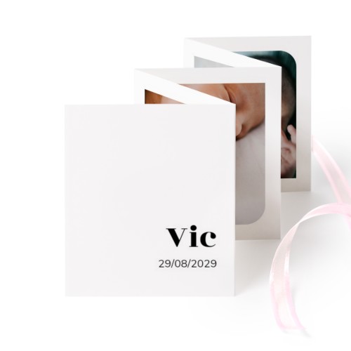 Fold out photo card Portrait pink ribbon - set of 12 (7,1 x 8,8 cm)
