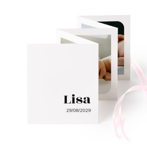 Carte portfolio Portrait (lot de 12) ruban rose (7,1 x 8,8 cm)