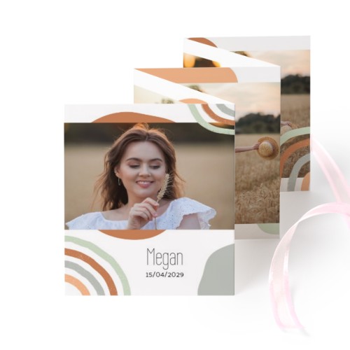 Carte portfolio Portrait (lot de 12) ruban rose (7,1 x 8,8 cm)