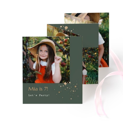 Grusskarte 10-seitig Hochformat Rosa Schleife - 12 Stk. (7,1 x 8,8 cm)