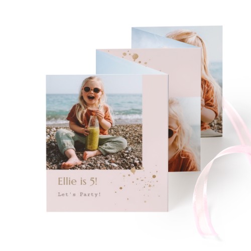 Portfoliokaart Rechthoek (Set van 12) Roze lint (7,1 x 8,8 cm)