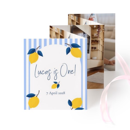 Fold out photo card Portrait pink ribbon - set of 12 (7,1 x 8,8 cm)