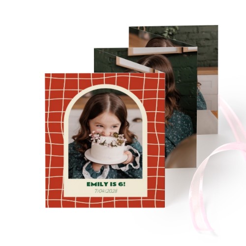 Grusskarte 10-seitig Hochformat Rosa Schleife - 12 Stk. (7,1 x 8,8 cm)