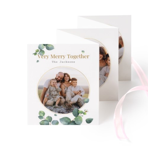 Fold out photo card Portrait pink ribbon - set of 12 (7,1 x 8,8 cm)