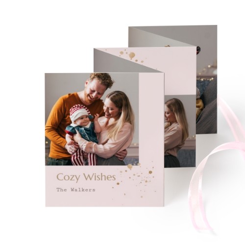 Carte portfolio Portrait (lot de 12) ruban rose (7,1 x 8,8 cm)