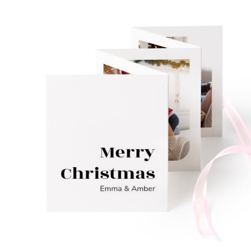 Fold out photo card Portrait pink ribbon - set of 12 (7,1 x 8,8 cm)