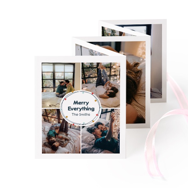 Fold out photo card Portrait pink ribbon - set of 12 (7,1 x 8,8 cm)