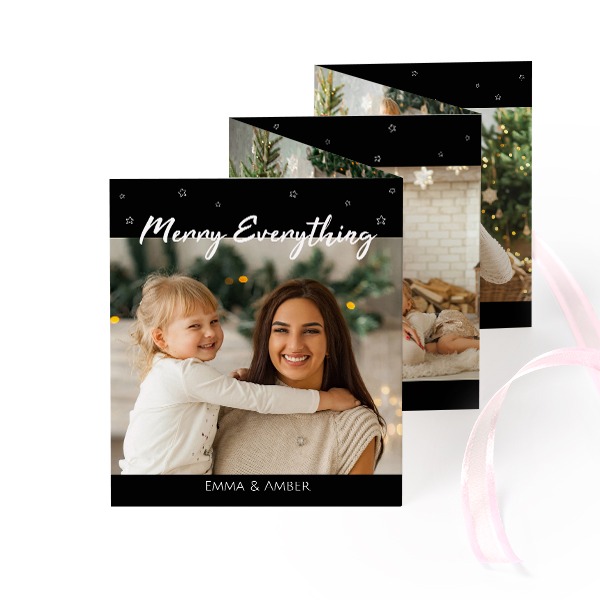 Portfoliokaart Rechthoek (Set van 12) Roze lint (7,1 x 8,8 cm)
